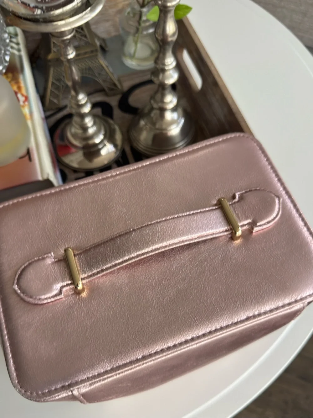 Metallic  Lancôme Pink Travel Cosmetic Case